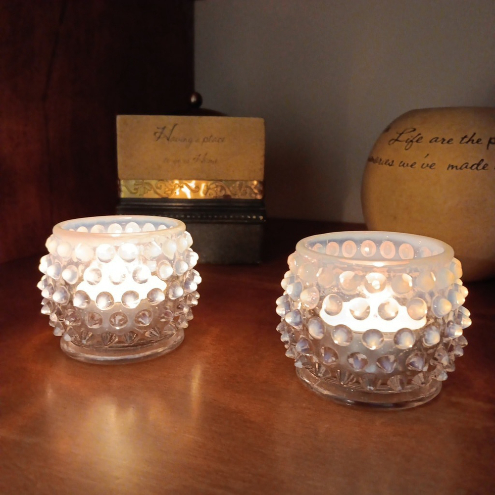 Fenton Candle Holders Pair Gorgeous Tealight Holders Very Good Condition - Picture 11 of 15